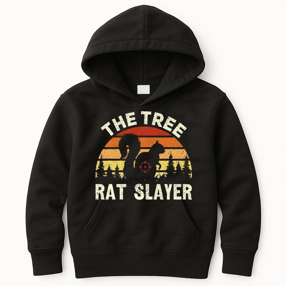 Squirrel Hunter The Tree Rat Slayer Retro Squirrel Hunting Kids Hoodie
