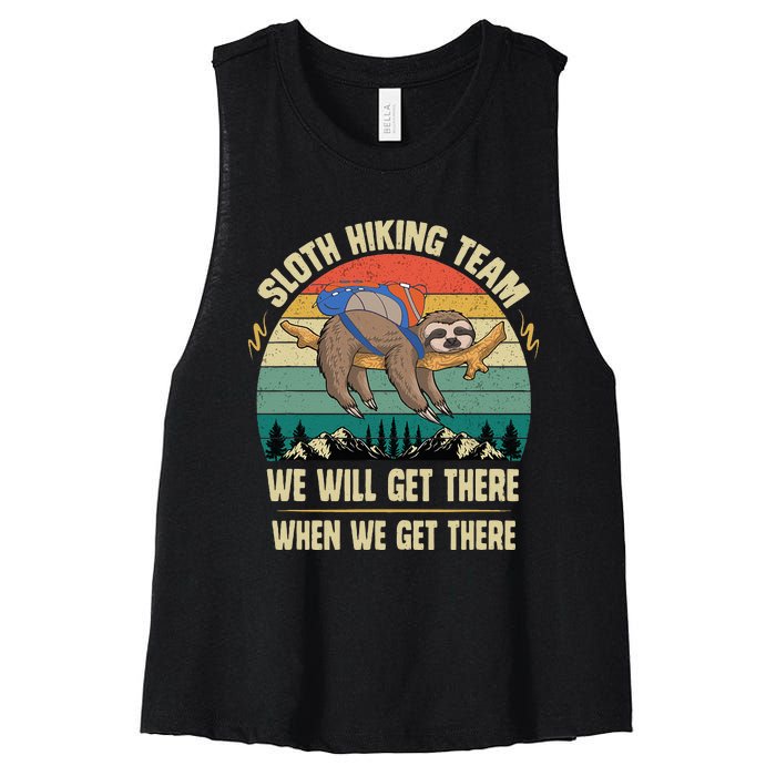 Sloth Hiking Team We Will Get There When We Get There Women's Racerback Cropped Tank