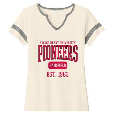 Sacred Heart University Pioneers Est. Date Ladies Halftime Notch Neck Tee