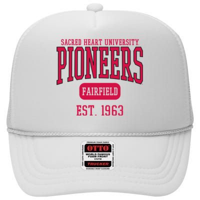 Sacred Heart University Pioneers Est. Date High Crown Mesh Back Trucker Hat