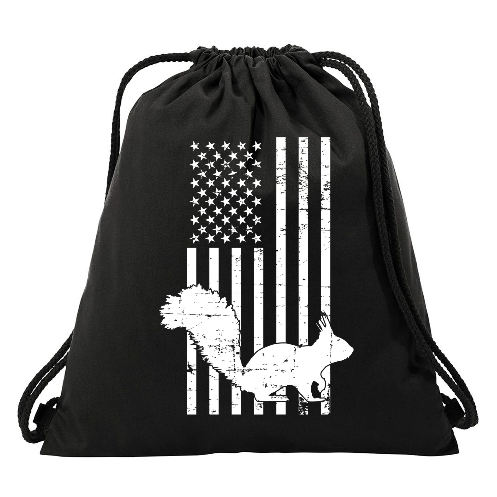 Squirrel Hunting Us Flag Squirrel Hunter Great Gift Drawstring Bag