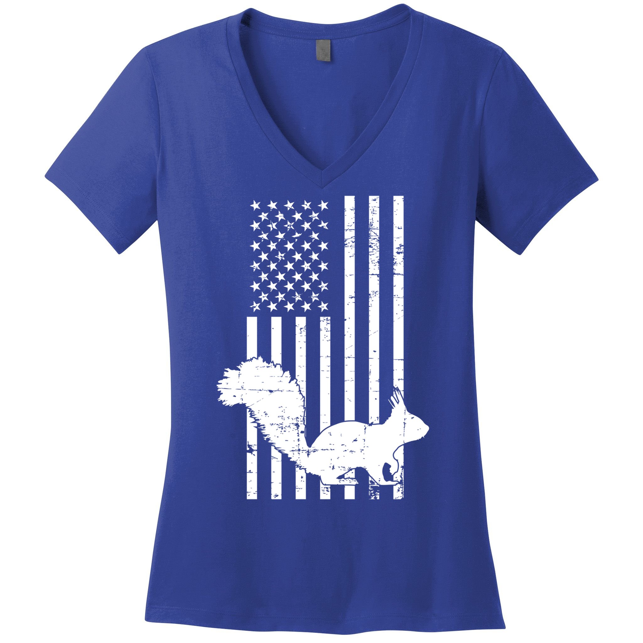 Squirrel Hunting Us Flag Squirrel Hunter Great Gift Women's V-Neck T-Shirt
