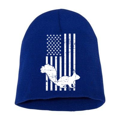 Squirrel Hunting Us Flag Squirrel Hunter Great Gift Short Acrylic Beanie