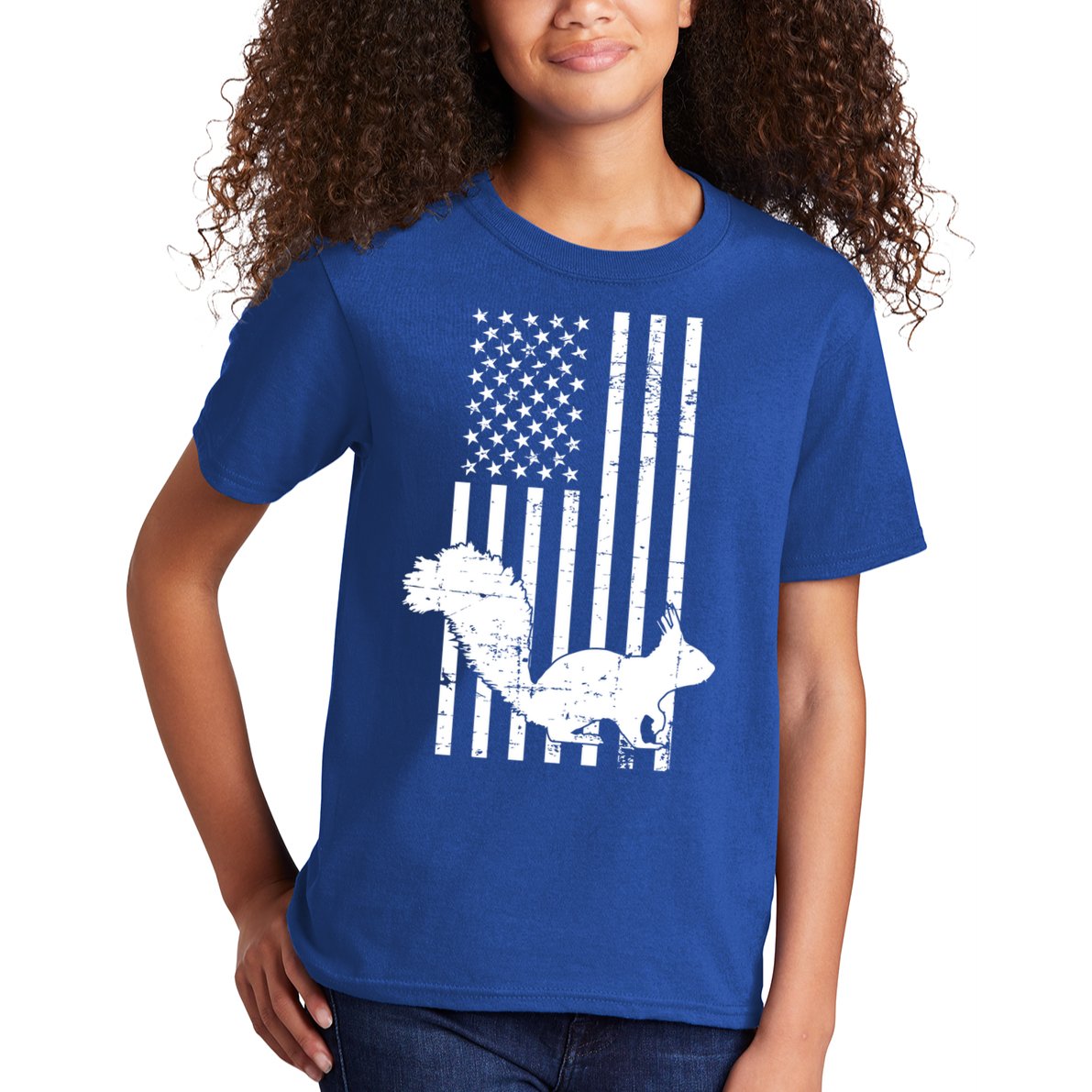 Squirrel Hunting Us Flag Squirrel Hunter Great Gift Kids T-Shirt