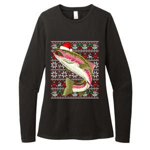 Santa Hat Ugly Christmas Rainbow Trout Fish Lovers Gift Womens CVC Long Sleeve Shirt