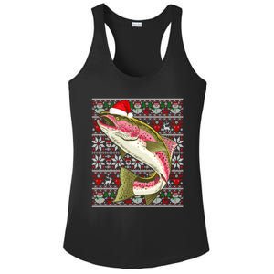 Santa Hat Ugly Christmas Rainbow Trout Fish Lovers Gift Ladies PosiCharge Competitor Racerback Tank