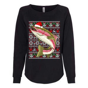 Santa Hat Ugly Christmas Rainbow Trout Fish Lovers Gift Womens California Wash Sweatshirt