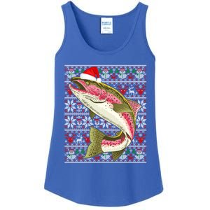 Santa Hat Ugly Christmas Rainbow Trout Fish Lovers Gift Ladies Essential Tank