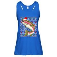 Santa Hat Ugly Christmas Rainbow Trout Fish Lovers Gift Ladies Essential Flowy Tank