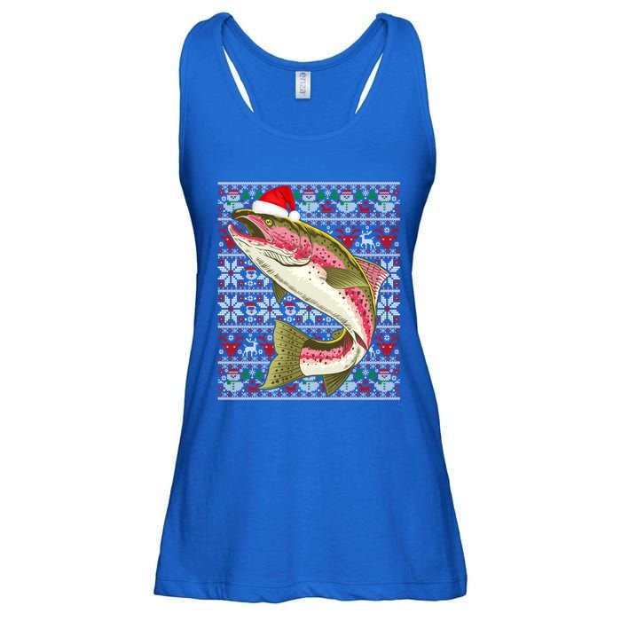 Santa Hat Ugly Christmas Rainbow Trout Fish Lovers Gift Ladies Essential Flowy Tank