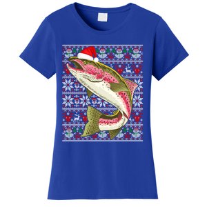 Santa Hat Ugly Christmas Rainbow Trout Fish Lovers Gift Women's T-Shirt