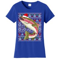 Santa Hat Ugly Christmas Rainbow Trout Fish Lovers Gift Women's T-Shirt