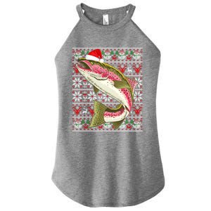 Santa Hat Ugly Christmas Rainbow Trout Fish Lovers Gift Women's Perfect Tri Rocker Tank