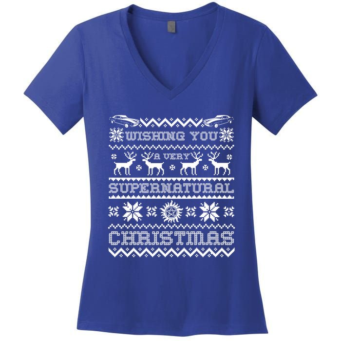 Supernatural Holiday Ugly Sweater Meaningful Gift Women's V-Neck T-Shirt