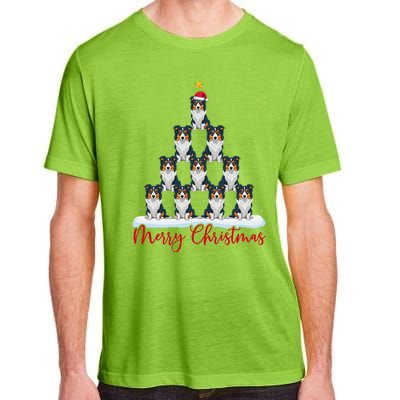 Santa Hat Ugly Xmas Funny Border Collie Dog Christmas Tree Adult ChromaSoft Performance T-Shirt