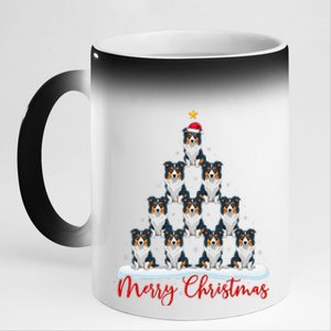 Santa Hat Ugly Xmas Funny Border Collie Dog Christmas Tree 11oz Black Color Changing Mug