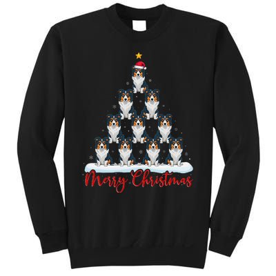 Santa Hat Ugly Xmas Funny Border Collie Dog Christmas Tree Sweatshirt