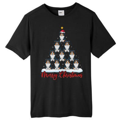 Santa Hat Ugly Xmas Funny Border Collie Dog Christmas Tree Tall Fusion ChromaSoft Performance T-Shirt