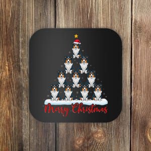 Santa Hat Ugly Xmas Funny Border Collie Dog Christmas Tree Coaster