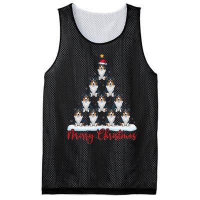 Santa Hat Ugly Xmas Funny Border Collie Dog Christmas Tree Mesh Reversible Basketball Jersey Tank