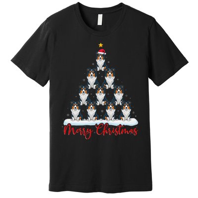 Santa Hat Ugly Xmas Funny Border Collie Dog Christmas Tree Premium T-Shirt