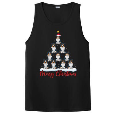 Santa Hat Ugly Xmas Funny Border Collie Dog Christmas Tree PosiCharge Competitor Tank