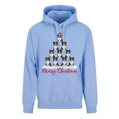 Santa Hat Ugly Xmas Funny Border Collie Dog Christmas Tree Unisex Surf Hoodie