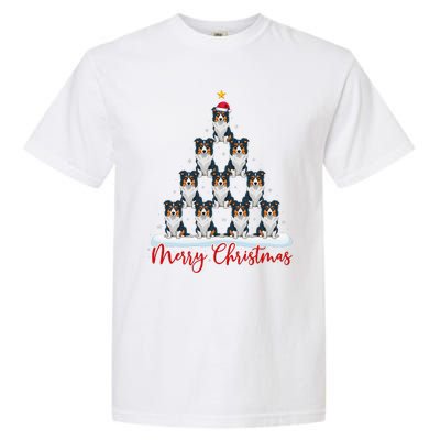 Santa Hat Ugly Xmas Funny Border Collie Dog Christmas Tree Garment-Dyed Heavyweight T-Shirt