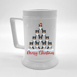 Santa Hat Ugly Xmas Funny Border Collie Dog Christmas Tree Beer Stein