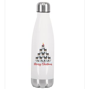 Santa Hat Ugly Xmas Funny Border Collie Dog Christmas Tree Stainless Steel Insulated Water Bottle