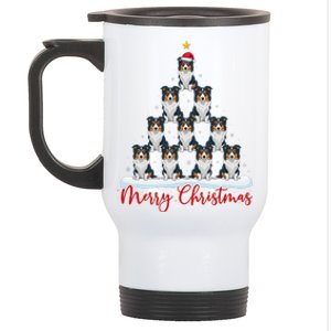 Santa Hat Ugly Xmas Funny Border Collie Dog Christmas Tree Stainless Steel Travel Mug