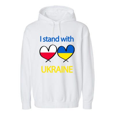 Support Heart Ukrainian Poland Flag I Stand With Ukraine Great Gift Garment-Dyed Fleece Hoodie