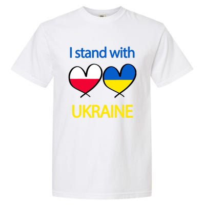 Support Heart Ukrainian Poland Flag I Stand With Ukraine Great Gift Garment-Dyed Heavyweight T-Shirt