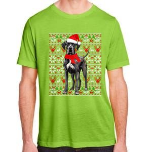 Santa Hat Ugly Christmas Sweater Great Dane Dog Lovers Long Sleeve Adult ChromaSoft Performance T-Shirt