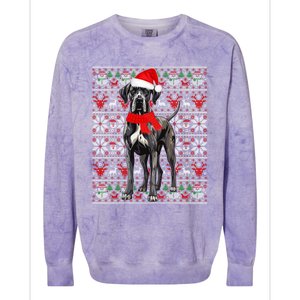 Santa Hat Ugly Christmas Sweater Great Dane Dog Lovers Long Sleeve Colorblast Crewneck Sweatshirt