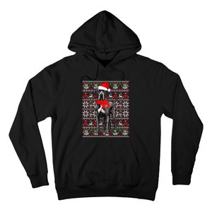 Santa Hat Ugly Christmas Sweater Great Dane Dog Lovers Long Sleeve Hoodie