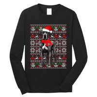 Santa Hat Ugly Christmas Sweater Great Dane Dog Lovers Long Sleeve Long Sleeve Shirt