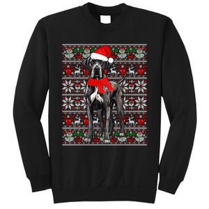 Santa Hat Ugly Christmas Sweater Great Dane Dog Lovers Long Sleeve Sweatshirt