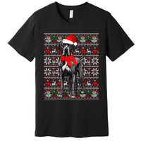 Santa Hat Ugly Christmas Sweater Great Dane Dog Lovers Long Sleeve Premium T-Shirt