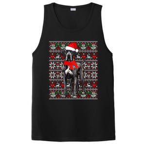 Santa Hat Ugly Christmas Sweater Great Dane Dog Lovers Long Sleeve PosiCharge Competitor Tank