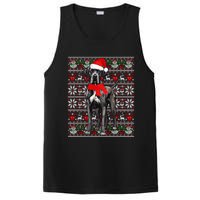 Santa Hat Ugly Christmas Sweater Great Dane Dog Lovers Long Sleeve PosiCharge Competitor Tank