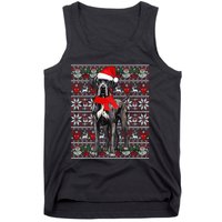 Santa Hat Ugly Christmas Sweater Great Dane Dog Lovers Long Sleeve Tank Top