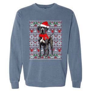 Santa Hat Ugly Christmas Sweater Great Dane Dog Lovers Long Sleeve Garment-Dyed Sweatshirt