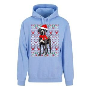 Santa Hat Ugly Christmas Sweater Great Dane Dog Lovers Long Sleeve Unisex Surf Hoodie