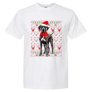 Santa Hat Ugly Christmas Sweater Great Dane Dog Lovers Long Sleeve Garment-Dyed Heavyweight T-Shirt