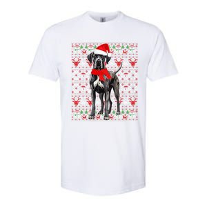 Santa Hat Ugly Christmas Sweater Great Dane Dog Lovers Long Sleeve Softstyle CVC T-Shirt