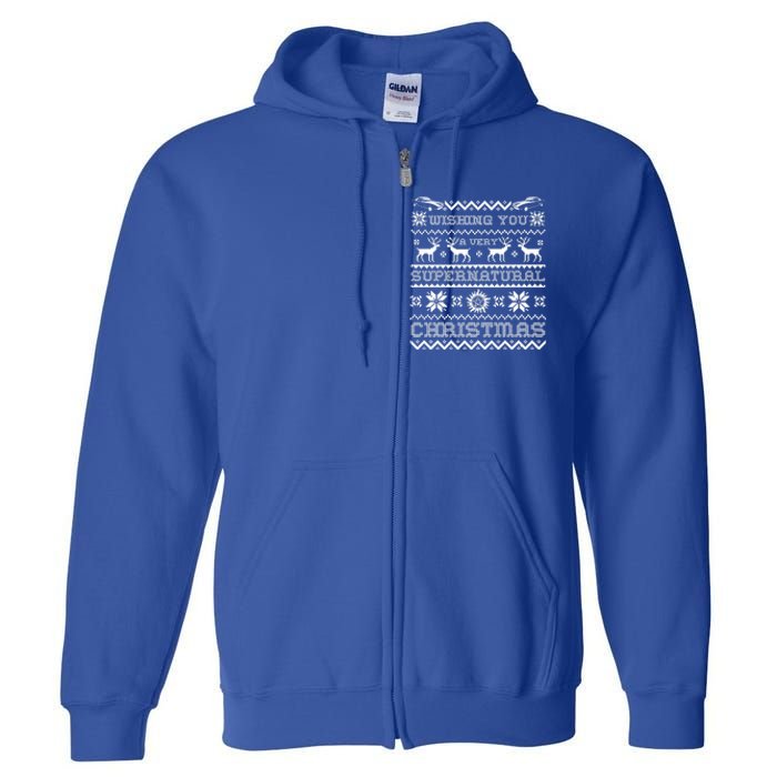 Supernatural Holiday Ugly Sweater Full Zip Hoodie