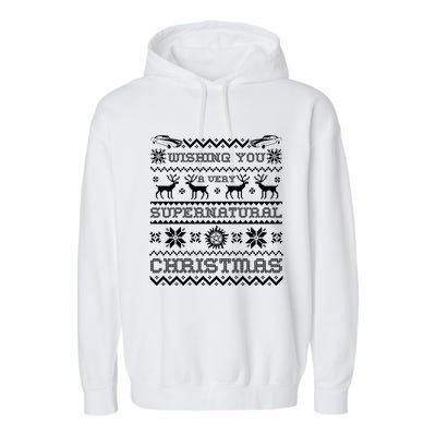 Supernatural Holiday Ugly Sweater Garment-Dyed Fleece Hoodie