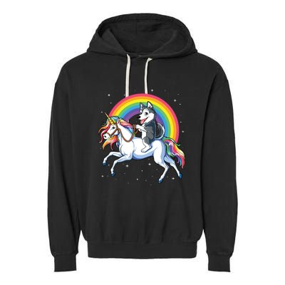 Siberian Husky Unicorn T Girl Space Galaxy Rainbow Garment-Dyed Fleece Hoodie