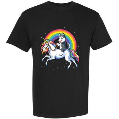 Siberian Husky Unicorn T Girl Space Galaxy Rainbow Garment-Dyed Heavyweight T-Shirt